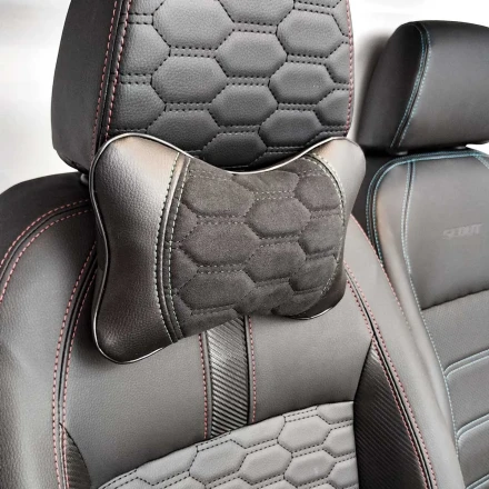 Подушка на подголовник из экокожи и алькантары TC косточка