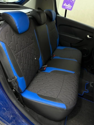 Чехлы на Renault Sandero Stepway II (Рено Сандеро Степвей 2) из экокожи и ткани Sport 3